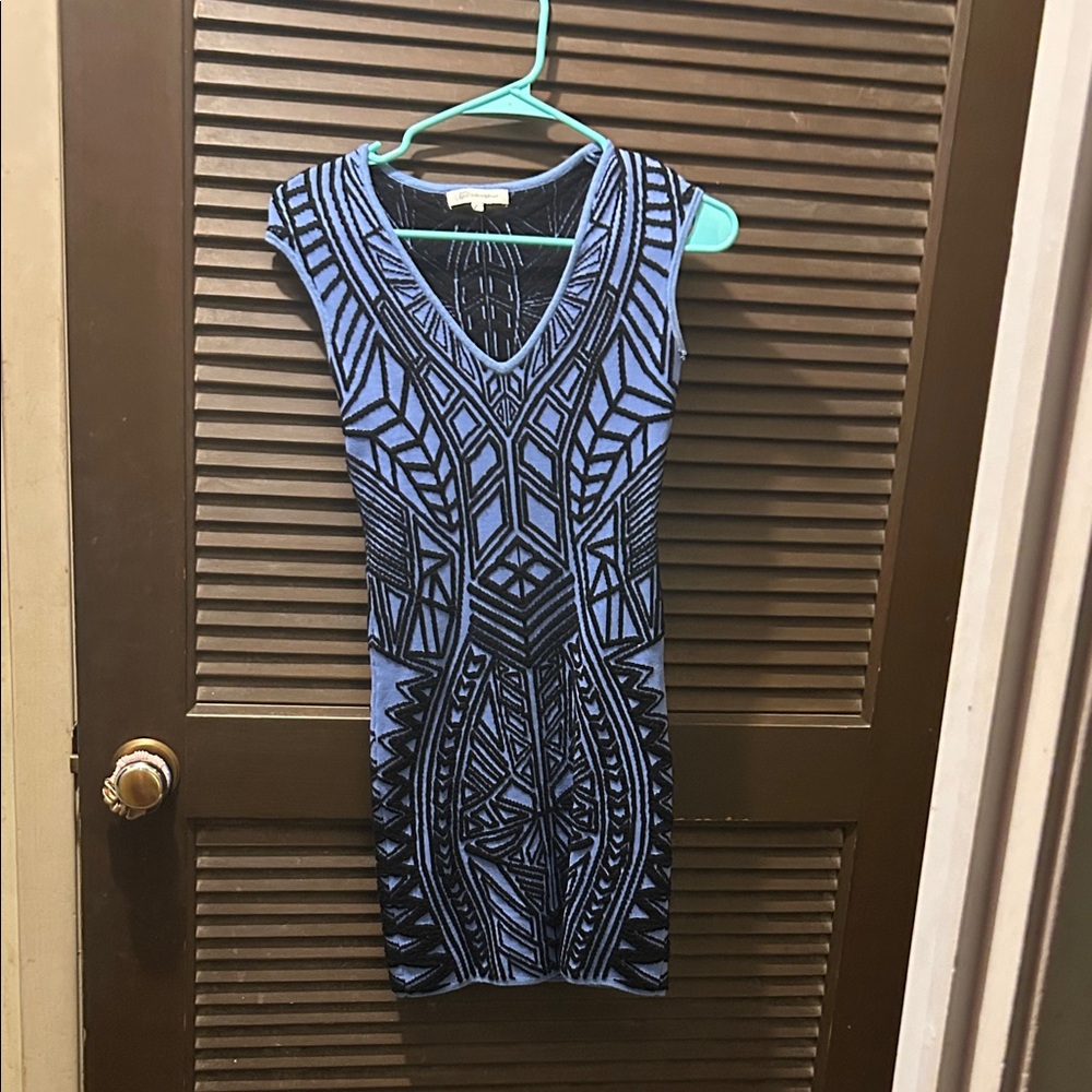 Glamorous Blue and Black Geometric Mini Dress
